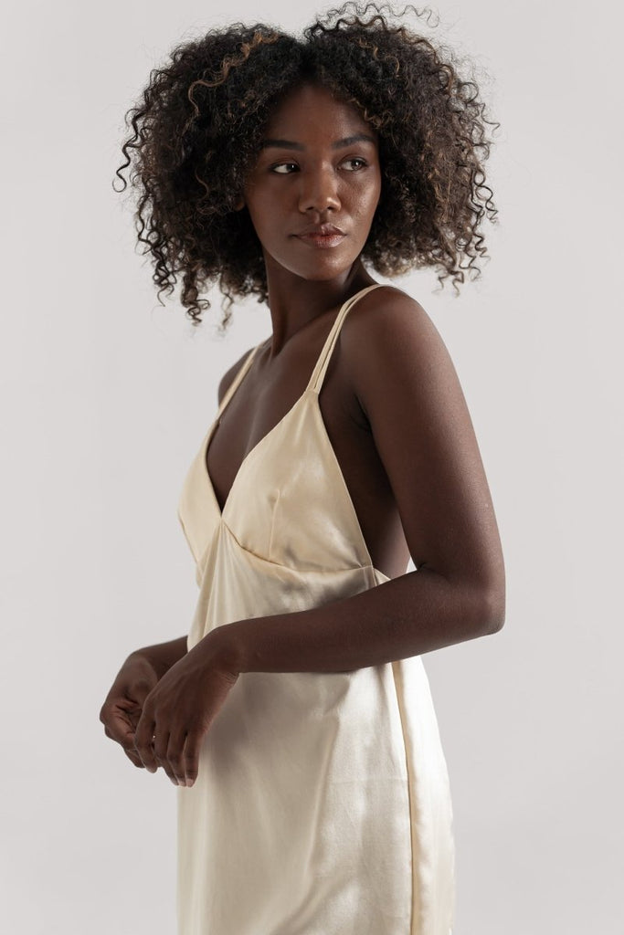 Champagne Silk Slip Dress - Lé Silk