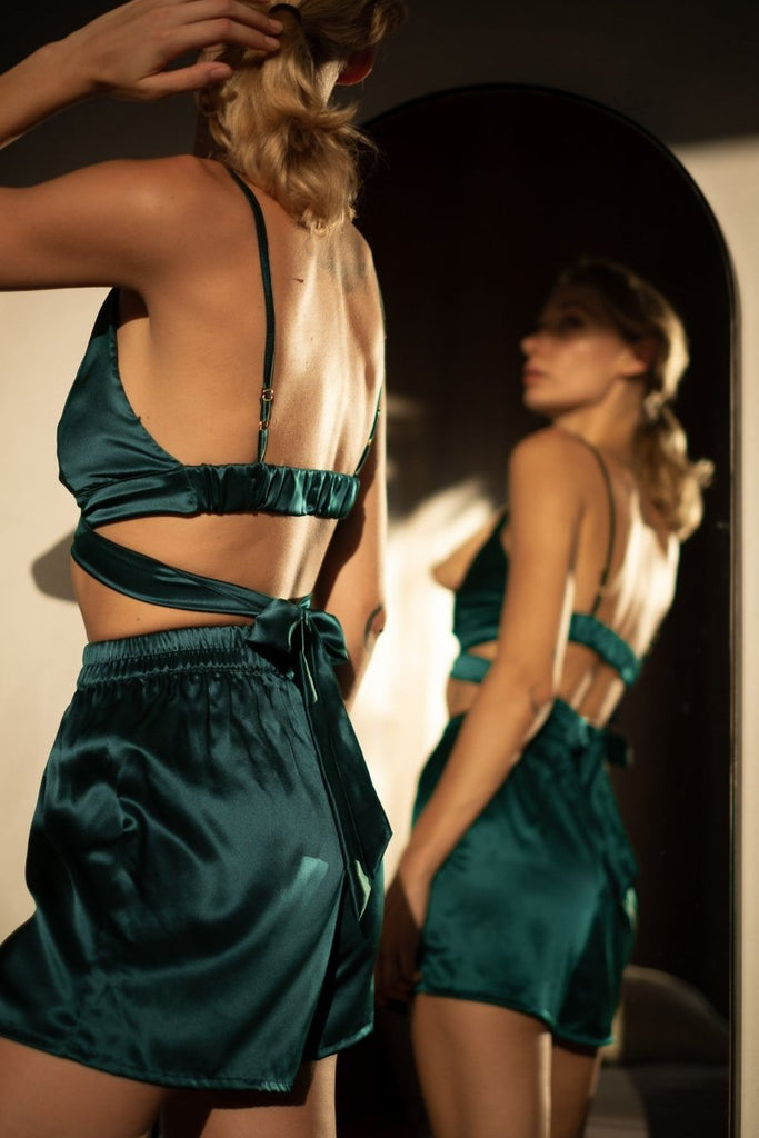Emerald Green Silk Lounge Set - Lé Silk