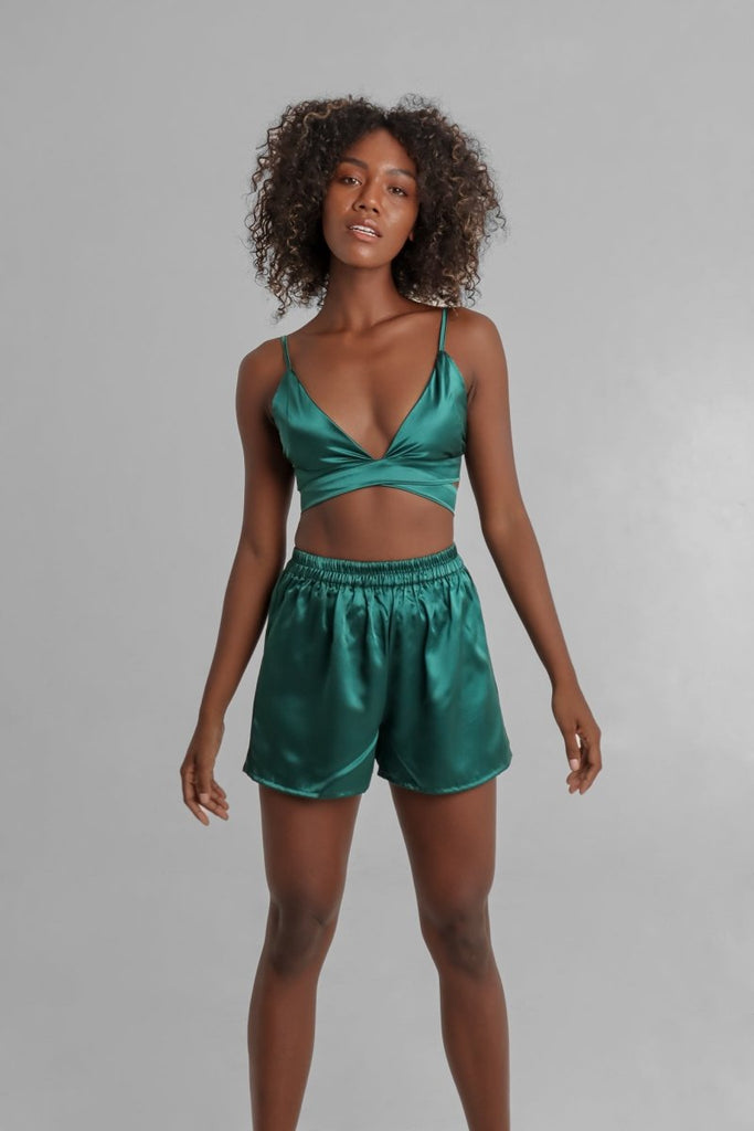 Emerald Green Silk Lounge Set - Lé Silk