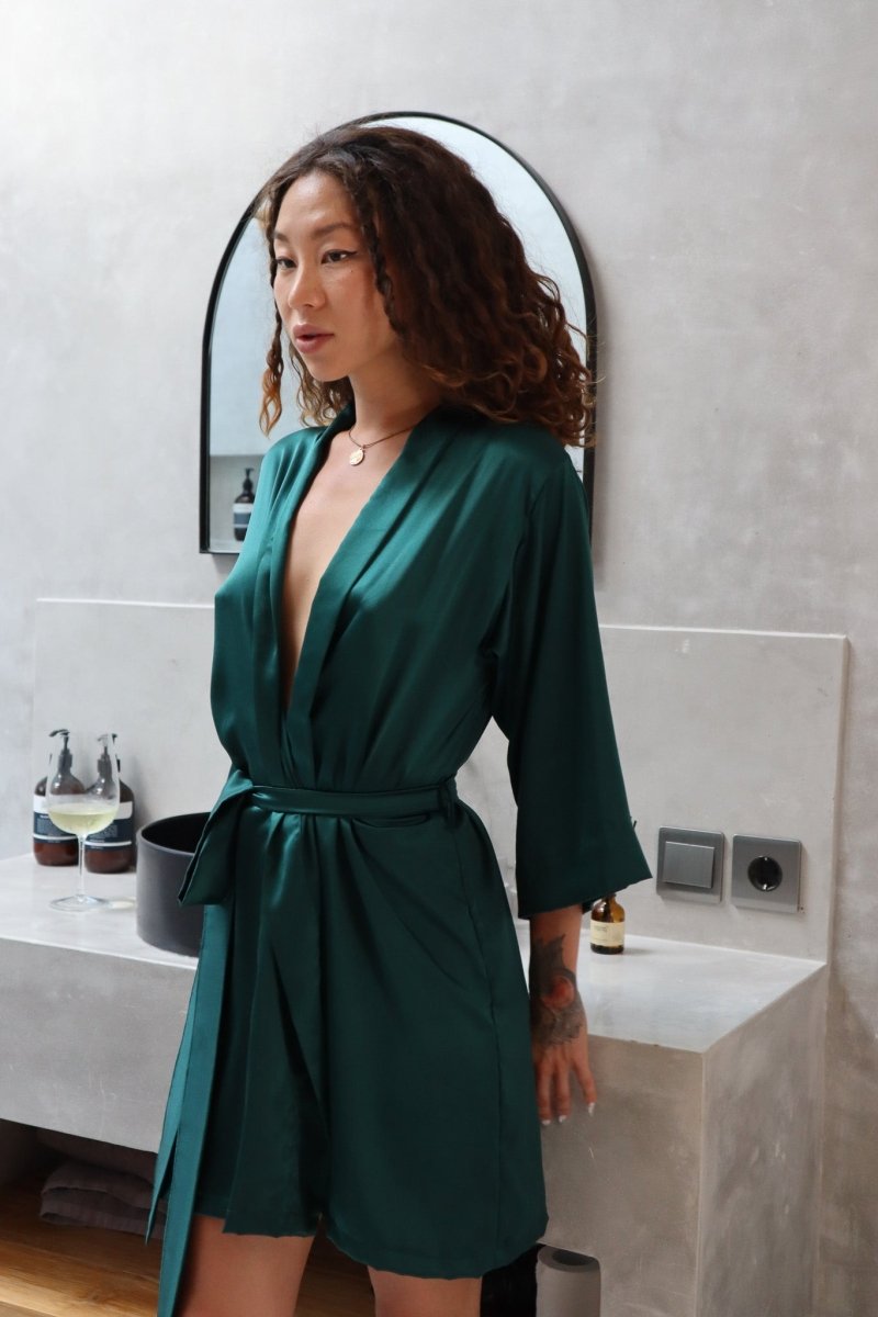 Emerald Green Silk Robe