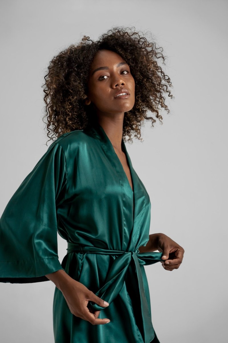 Emerald Green Silk Robe L Silk Emerald Green Silk Robe L Silk