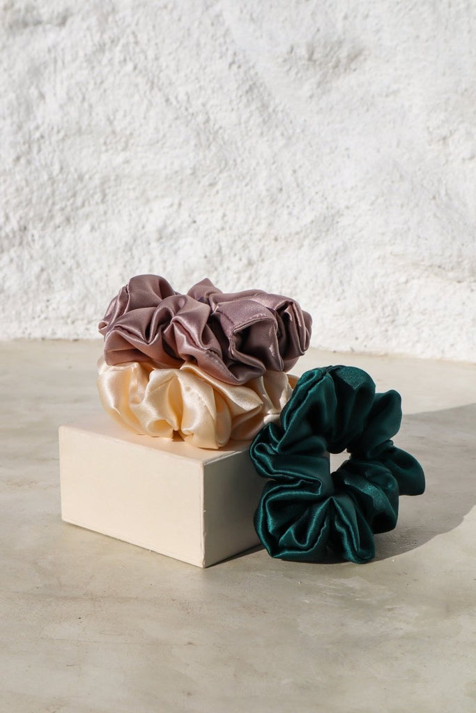 Silk Scrunchie Trio - Lé Silk